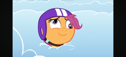 Size: 1600x720 | Tagged: safe, screencap, scootaloo, pony, g4, parental glideance, cloud, derp, dizzy, female, filly, foal, helmet