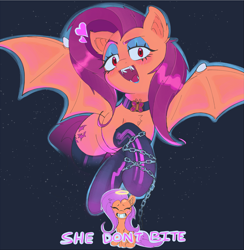 Size: 2475x2535 | Tagged: safe, artist:maremagnet, fluttershy, bat pony, g4, bat ponified, chains, clothes, fangs, female, flutterbat, heart, high res, latex, latex socks, lidded eyes, mare, race swap, red eyes, socks