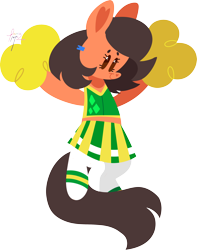 Size: 2486x3162 | Tagged: safe, artist:fizzlefer, oc, oc only, oc:robertapuddin, cheerleader, high res, jumping, simple background, solo, transparent background