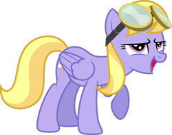 Size: 7765x6132 | Tagged: safe, artist:starryshineviolet, cloud kicker, pegasus, pony, g4, hurricane fluttershy, absurd resolution, aviator goggles, female, goggles, mare, open mouth, proud, raised hoof, simple background, solo, stomping, transparent background, vector, victory