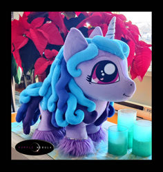 Size: 1280x1356 | Tagged: safe, artist:purplenebulastudios, izzy moonbow, pony, unicorn, g5, female, filly, foal, irl, photo, plushie, solo