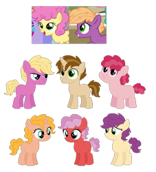 Size: 836x922 | Tagged: safe, artist:sarabeanadopts, artist:selenaede, li'l cheese, little mac, oc, earth pony, pony, unicorn, g4, the last problem, adoptable, base used, colt, female, filly, foal, group, male, offspring, parent:li'l cheese, parent:little mac, parents:li'l mac n cheese, simple background, transparent background