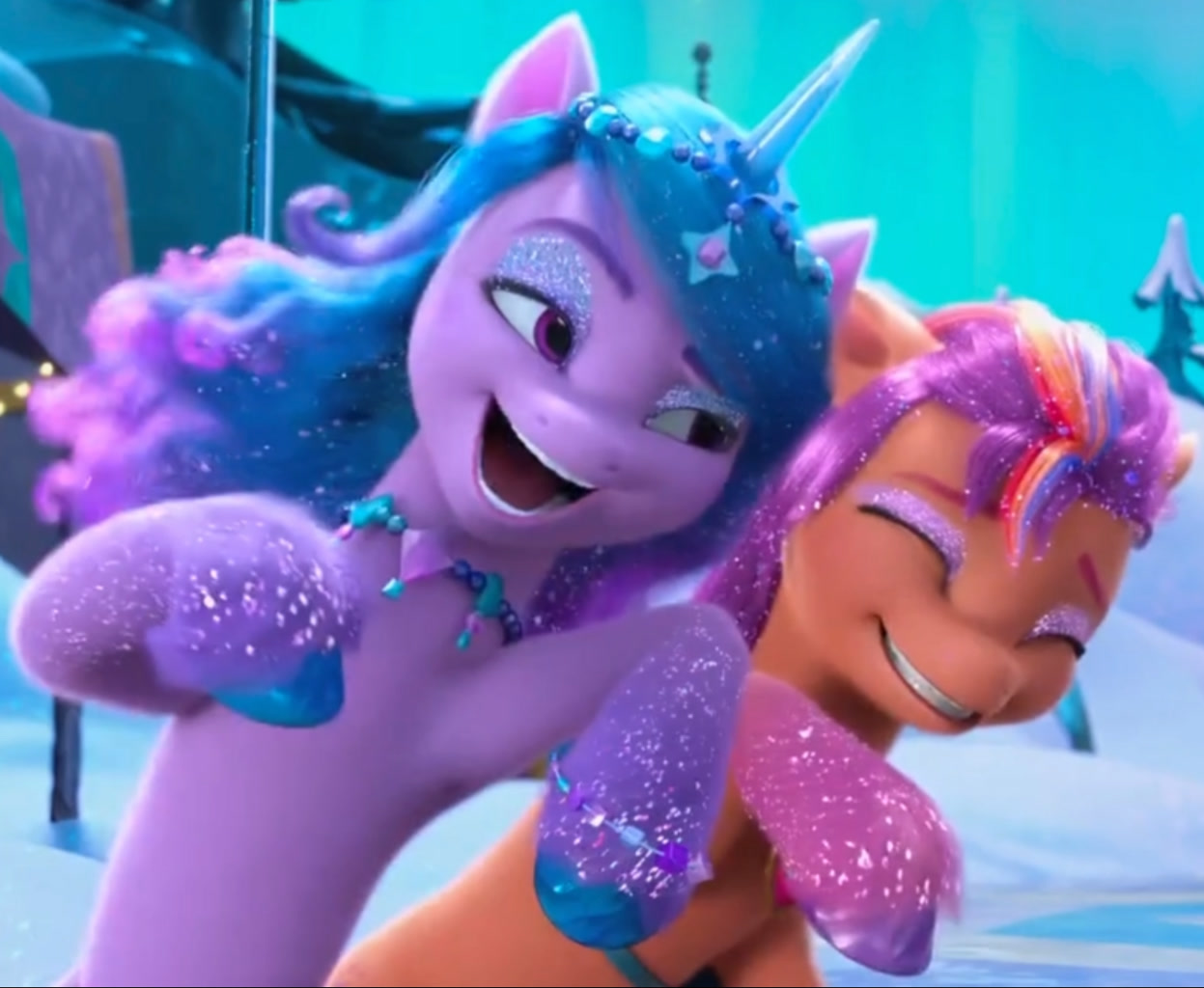 #3262618 - safe, screencap, izzy moonbow, sunny starscout, earth pony ...