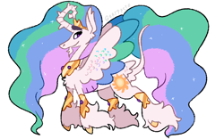Size: 1280x800 | Tagged: safe, artist:goatpaste, princess celestia, alicorn, pony, g4, alternate design, curling horn, curved horn, eyebrows, facial hair, female, goatee, horn, leg fluff, leonine tail, mare, simple background, solo, spiked horn, tail, tail feathers, unshorn fetlocks, white background