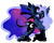 Size: 1280x1017 | Tagged: safe, artist:goatpaste, princess luna, alicorn, pony, g4, alternate design, bisexual pride flag, bisexuality, concave belly, curling horn, curved horn, horn, pride, pride flag, simple background, solo, white background