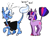 Size: 1280x954 | Tagged: safe, artist:goatpaste, trixie, twilight sparkle, pony, unicorn, g4, magic duel, my little pony: friendship is magic, season 3, alicorn amulet, boasting, cloak, clothes, colored hooves, duo, duo female, emanata, evil trixie, female, frown, leonine tail, mare, one eye closed, open mouth, open smile, simple background, smiling, smug, surprised, sweat, sweatdrop, tail, unicorn twilight, unshorn fetlocks, white background, wink