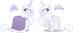 Size: 4000x1824 | Tagged: safe, artist:orin331, princess platinum, classical unicorn, pony, unicorn, g4, butt, cape, clothes, cloven hooves, glowing, glowing horn, hooves, horn, jewelry, leonine tail, levitation, long horn, magic, makeup, plot, raised hoof, redesign, regalia, show accurate, simple background, slender, telekinesis, thin, tiara, transparent background, underhoof, unshorn fetlocks