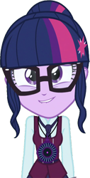 Size: 1276x2520 | Tagged: safe, edit, edited screencap, editor:homersimpson1983, screencap, sci-twi, twilight sparkle, human, equestria girls, g4, background removed, clothes, crystal prep academy uniform, glasses, not a vector, school uniform, simple background, solo, transparent background