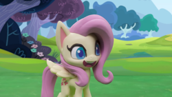 Size: 1920x1080 | Tagged: safe, screencap, fluttershy, pegasus, pony, g4, g4.5, my little pony: stop motion short, rainy day puddle play, cute, smiling, solo
