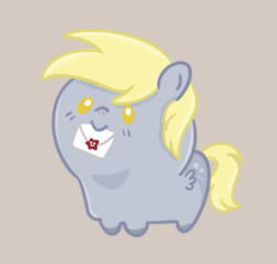 Size: 7200x6842 | Tagged: safe, artist:redpalette, derpy hooves, pegasus, pony, g4, chibi, cute, digital art, fanart, letter, simple background, solo, squishy