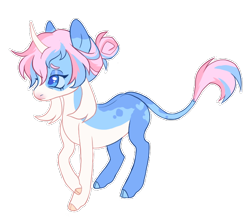 Size: 644x574 | Tagged: safe, artist:toshitoki, oc, oc only, oc:fun dip, classical unicorn, pony, unicorn, cloven hooves, curved horn, female, high angle, horn, leonine tail, lidded eyes, mare, raised hoof, simple background, solo, tail, three quarter view, transparent background, unicorn oc, unshorn fetlocks