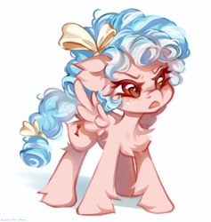 Size: 2424x2560 | Tagged: safe, artist:vanilla-chan, cozy glow, pegasus, pony, g4, angry, chest fluff, cozybetes, cute, eyebrows, female, filly, foal, freckles, high res, madorable, open mouth, shadow, simple background, solo, spread wings, white background, wings