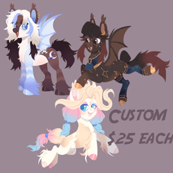 Size: 2000x2000 | Tagged: safe, artist:toshitoki, oc, oc only, oc:astral bites, bat pony, earth pony, pony, bat pony oc, clothes, coat markings, colored hooves, commission open, crescent moon markings, ear piercing, earring, earth pony oc, eyeshadow, facial markings, fangs, female, flying, high res, hooves, jewelry, leggings, lidded eyes, looking at you, looking back, makeup, mare, messy mane, multicolored hooves, open mouth, open smile, piercing, simple background, smiling, spread wings, tail, unshorn fetlocks, wings