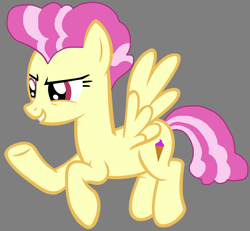 Size: 1784x1648 | Tagged: safe, artist:cat-ria, artist:star polaris and friends, derpibooru exclusive, candy cloud, sweet tart, swift vanilla, pegasus, pony, g4, base used, female, flying, gray background, mare, older, older sweet tart, raised hoof, simple background, solo