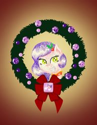 Size: 2550x3300 | Tagged: safe, artist:flutterluv, part of a set, pipp petals, pegasus, pony, g5, bust, christmas, christmas wreath, gradient background, high res, holiday, portrait, solo, wreath
