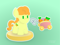 Size: 1708x1280 | Tagged: safe, artist:greenhoof, carrot top, golden harvest, earth pony, pony, g4, carrot, cart, food, gradient background, solo, vector, wheel