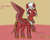 Size: 1677x1344 | Tagged: safe, anonymous artist, oc, oc only, oc:rusty speartip, pegasus, pony, g5, description is relevant, free to use, helmet, male, pegasus royal guard, raised hoof, royal guard, solo, stallion, text, unamused, wing out