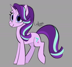 Size: 1728x1602 | Tagged: safe, artist:leaficun3, starlight glimmer, pony, unicorn, g4, female, gray background, mare, signature, simple background, solo