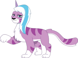 Size: 2503x1862 | Tagged: safe, artist:prixy05, lightning chill, big cat, tiger, g4, g4.5, g5, my little pony: pony life, my little pony: tell your tale, female, g4.5 to g5, generation leap, horn, simple background, solo, tigercorn, transparent background, vector