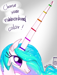 Size: 3000x4000 | Tagged: safe, artist:ja0822ck, princess celestia, alicorn, pony, g4, cookie, cute, cutelestia, ear fluff, ethereal mane, eyelashes, female, food, horn, impossibly large horn, long horn, long mane, mare, rubber band, solo