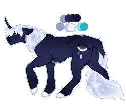 Size: 1900x1600 | Tagged: safe, artist:kitschykricket, oc, oc only, oc:wolfsbane, pony, unicorn, butt fluff, chin fluff, cloven hooves, coat markings, color palette, colored hooves, curved horn, cyan eyes, dappled, ear fluff, ears back, elbow fluff, gradient legs, horn, leonine tail, male, offspring, parent:princess luna, simple background, solo, sparkly mane, sparkly tail, stallion, striped horn, tail, tail fluff, transparent background, unicorn oc, walking