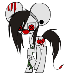 Size: 907x994 | Tagged: safe, artist:burnedmuffinz, earth pony, pony, combined, deadmau5, ear piercing, fusion, piercing, raised hoof, simple background, skrillex, skrillmau5, tattoo, white background