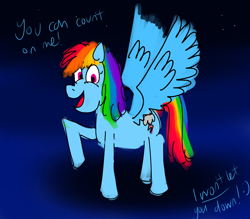 Size: 3200x2800 | Tagged: safe, artist:horsesplease, rainbow dash, g4, high res, loyalty, raised hoof, smiling, solo, spread wings, talking to viewer, wings