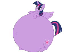 Size: 3264x2448 | Tagged: safe, artist:simonstudio587, twilight sparkle, alicorn, pony, g4, female, high res, inflation, looking at you, simple background, smiling, smiling at you, solo, spherical inflation, spread wings, transparent background, twilight sparkle (alicorn), wings