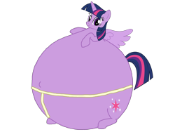 Size: 3264x2448 | Tagged: safe, artist:simonstudio587, twilight sparkle, alicorn, pony, g4, female, high res, inflation, looking at you, simple background, smiling, smiling at you, solo, spherical inflation, spread wings, sumo, transparent background, twilight sparkle (alicorn), wings