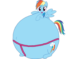 Size: 3264x2448 | Tagged: safe, artist:simonstudio587, rainbow dash, pegasus, pony, g4, female, high res, inflation, looking at you, open mouth, open smile, simple background, smiling, smiling at you, solo, spherical inflation, spread wings, sumo, transparent background, wings