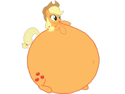 Size: 3264x2448 | Tagged: safe, artist:simonstudio587, applejack, earth pony, pony, g4, applejack's hat, cowboy hat, female, hat, high res, inflation, mare, open mouth, open smile, simple background, smiling, solo, spherical inflation, transparent background