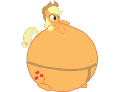 Size: 3264x2448 | Tagged: safe, artist:simonstudio587, applejack, earth pony, pony, g4, applejack's hat, cowboy hat, female, hat, high res, inflation, mare, open mouth, open smile, simple background, smiling, solo, spherical inflation, sumo, transparent background