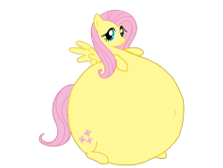Size: 3264x2448 | Tagged: safe, artist:simonstudio587, fluttershy, pegasus, pony, g4, female, high res, inflation, looking at you, mare, simple background, smiling, smiling at you, solo, spherical inflation, spread wings, transparent background, wings