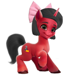 Size: 1882x1987 | Tagged: safe, artist:mickey1909, oc, oc only, oc:minnie motion, pony, unicorn, g5, bow, female, hair bow, simple background, solo, transparent background