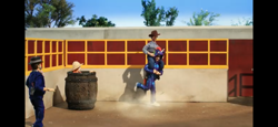 Size: 2556x1179 | Tagged: safe, barrel, brony, clothes, cosplay, costume, parody, reference, robot chicken, rodeo