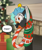 Size: 2243x2701 | Tagged: safe, alternate character, alternate version, artist:mochi_nation, oc, oc only, oc:icebeak, hippogriff, candy, candy cane, christmas, christmas stocking, christmas tree, clothes, commission, food, high res, holding, holiday, speech bubble, tree, ych result