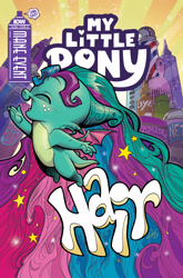 Size: 2063x3131 | Tagged: safe, artist:andy price, idw, official comic, sparky sparkeroni, dragon, g5, my little pony: mane event, official, abstract background, baby, baby dragon, comic, comic cover, cover, cover art, hair, high res, male, my little pony logo, solo, text