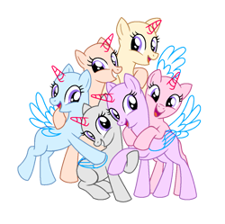 Size: 1079x1074 | Tagged: safe, artist:dazzle, alicorn, pony, g4, base, female, grin, horn, mare, ms paint base, ms paint friendly, open mouth, open smile, simple background, smiling, transparent background, transparent horn, transparent wings, wings