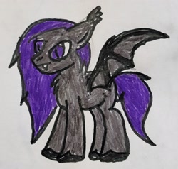 Size: 3149x3000 | Tagged: safe, artist:volk204, bat pony, high res, solo, traditional art