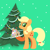 Size: 1400x1400 | Tagged: safe, artist:mlplary6, applejack, earth pony, pony, g4, blonde hair, blonde mane, blonde tail, christmas, christmas tree, cute, female, freckles, gingerbread (food), gingerbread house, green eyes, holiday, jackabetes, looking at you, merry christmas, orange coat, orange fur, smiling, solo, tail, tree