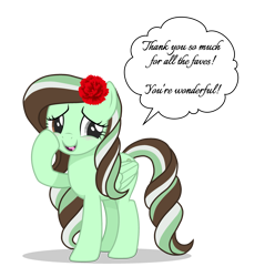 Size: 2937x2955 | Tagged: safe, artist:r4hucksake, oc, oc only, oc:choco mint, pegasus, pony, female, flower, flower in hair, high res, mare, simple background, solo, transparent background