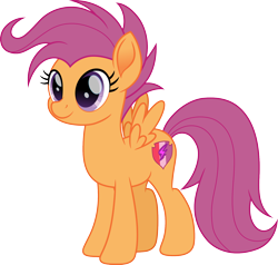 Size: 1684x1600 | Tagged: safe, artist:cloudy glow, scootaloo, pegasus, g4, female, mare, movie accurate, older, older scootaloo, simple background, smiling, solo, transparent background, vector
