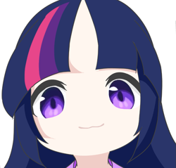 Size: 911x870 | Tagged: safe, artist:cz, part of a set, twilight sparkle, human, g4, :3, anime style, bust, close-up, female, horn, horned humanization, humanized, looking at you, no nose, simple background, solo, white background