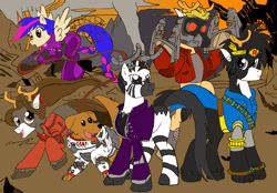 Size: 1024x714 | Tagged: safe, artist:jmkplover, artist:spiders123, oc, oc:mayday, oc:mayday parker sparkle, oc:ullr, dog, spiders and magic: rise of spider-mane, colored, cosmo, kittypryde, marvel, peter quill, shadowcat, star-lord, t'challa