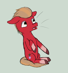 Size: 1757x1890 | Tagged: safe, anonymous artist, sprout cloverleaf, earth pony, pony, g5, colored sketch, ears back, hooves on hips, looking up, male, open mouth, simple background, sketch, solo, stallion