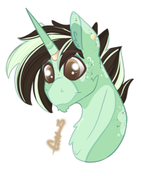 Size: 1425x1781 | Tagged: safe, artist:trashpanda czar, oc, oc only, oc:mint cheesecake, pony, unicorn, bust, horn, portrait, simple background, solo, transparent background, unicorn oc