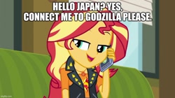 Size: 888x499 | Tagged: safe, edit, edited screencap, screencap, sunset shimmer, equestria girls, g4, my little pony equestria girls: better together, text support, text support: sunset shimmer, aqua teen hunger force, caption, image macro, solo, text