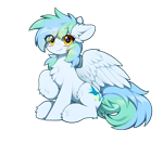 Size: 1570x1383 | Tagged: safe, artist:swaybat, oc, oc only, oc:siriusnavigator, pegasus, pony, 2024 community collab, derpibooru community collaboration, chest fluff, ear fluff, eye clipping through hair, looking at you, simple background, sitting, smiling, solo, spread wings, transparent background, wings