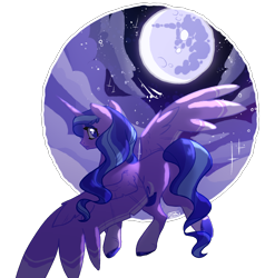 Size: 1900x2000 | Tagged: safe, artist:ghostly-nightowl, oc, oc only, oc:moonsugar, alicorn, pony, cloud, female, mare, mare in the moon, moon, night, simple background, solo, transparent background