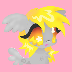 Size: 1350x1345 | Tagged: safe, artist:larvaecandy, derpy hooves, pegasus, pony, g4, 3d, paint 3d, pink background, simple background, solo, starry eyes, wingding eyes